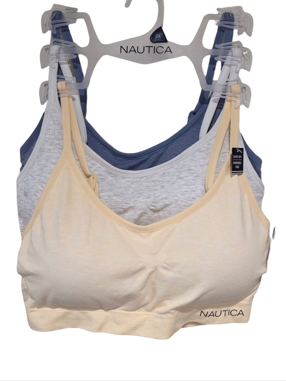 Nautica 3-Pack Active Comfy Soft‎ Lounge Sports Bras Bralettes Plus Size 2X New